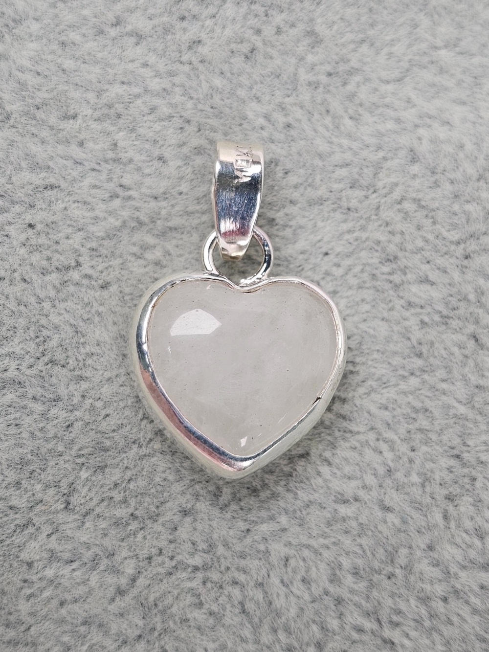White Quartz Heart Gemstone Pendant Necklace Charm 925 Sterling Silver 19.5mm